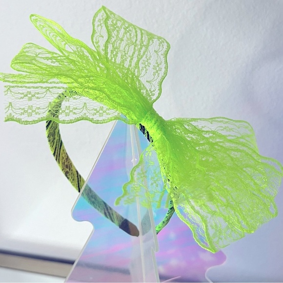 80's Retro Lace Headbands with Bow for Women Hair Accessories NEW - Picture 5 of 8